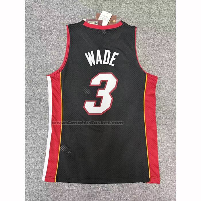 Maglia Miami Heat Dwyane Wade No 3 Mitchell & Ness 2012-13 Nero